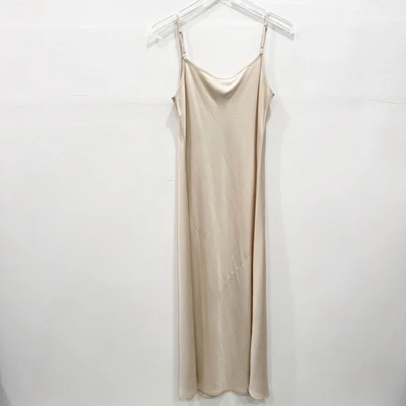 House Of Harlow 1960 Gold Slip Dress Spaghetti Strap Small Midi Maxi - Picture 2 of 6